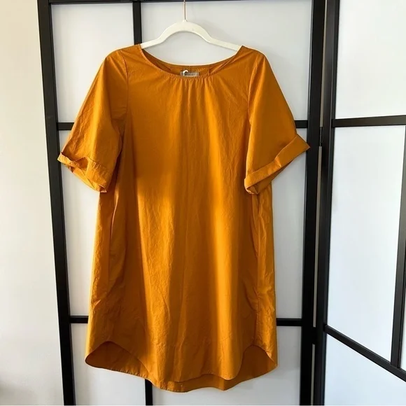 [2] NWT COS Golden Mustard Yellow Lightweight A-line Shift Dress 100% Cotton - Picture 5 of 13